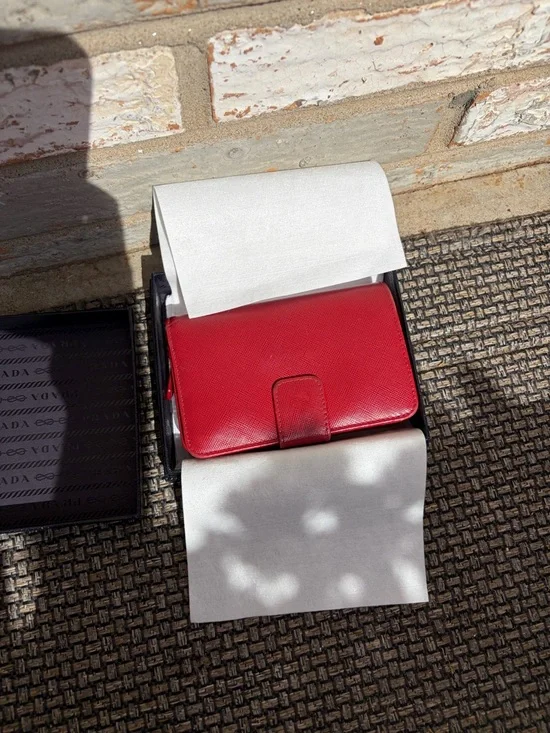 Prada Saffiano Leather Compact Wallet (snap closure zip coin compartment) - Picture 2 of 12